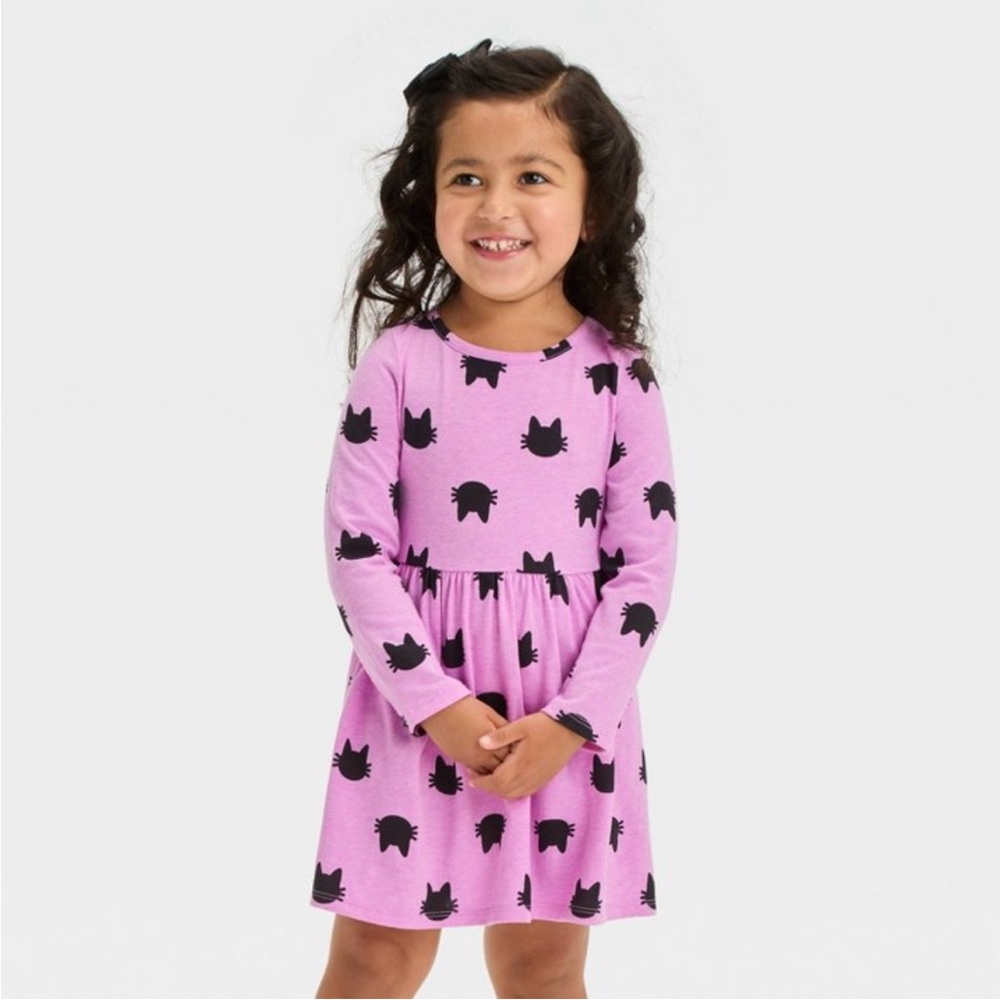 NWT Target Cat & Jack Long Sleeve Halloween Printed Cat Dress